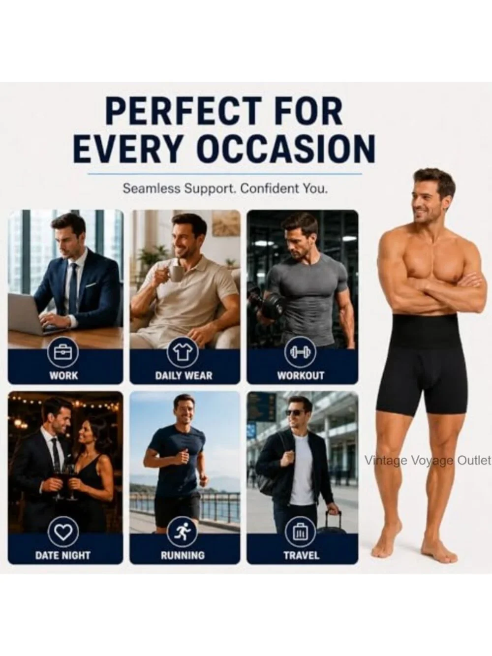 Men's Shapewear Shorts High Waist Tummy Control Compression